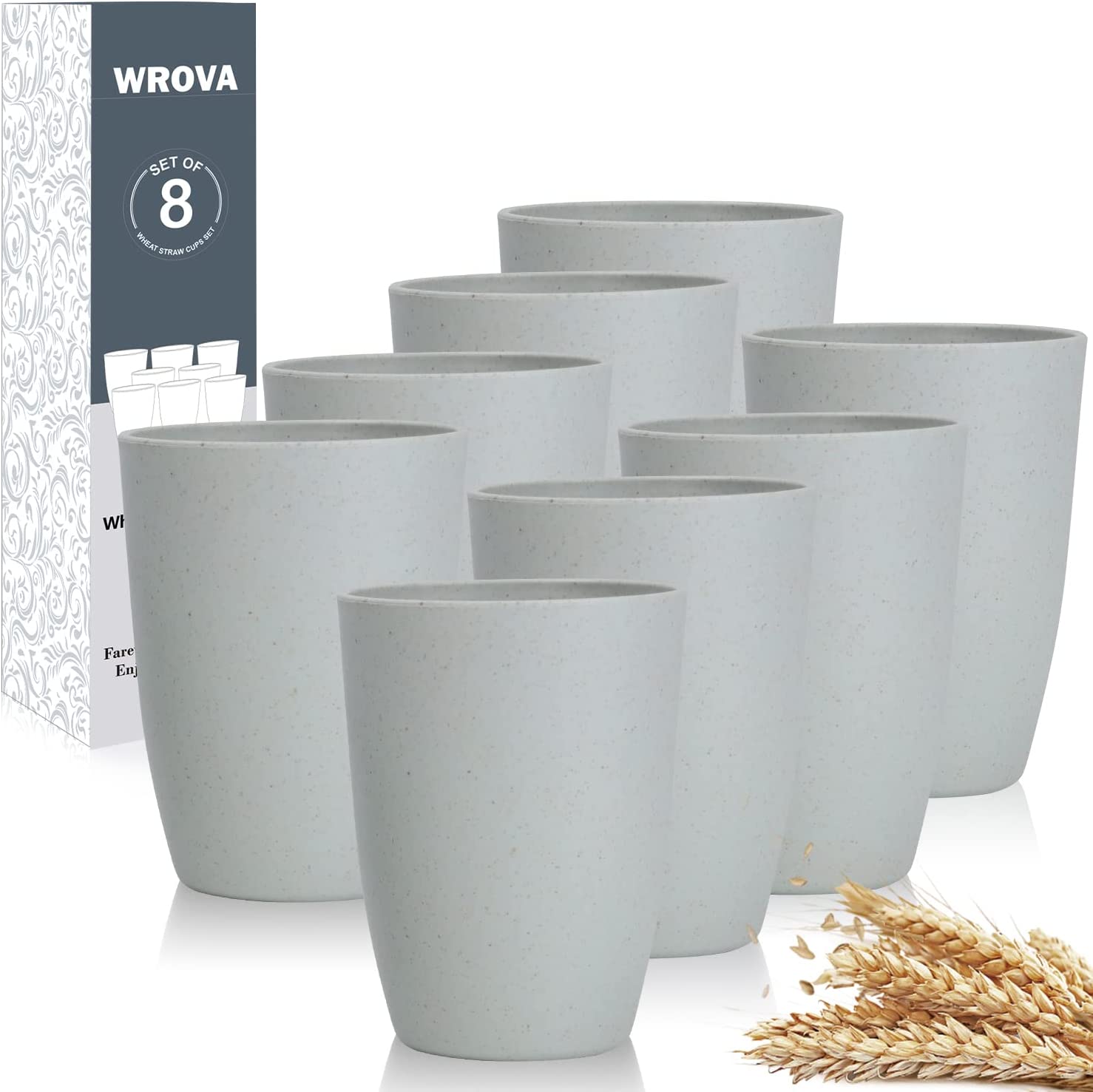 Eco-Friendly Unbreakable Reusable Drinking Cup (12 oz) Wheat Straw Stackable,Biodegradable Healthy Tumbler Set 15 Reusable Bathroom Drinking